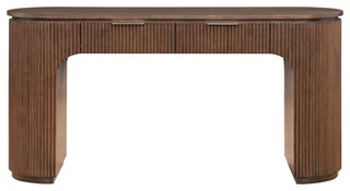 Astrid Solid Wood And Oak Veneer Vanity / Desk / Console Table, Brown