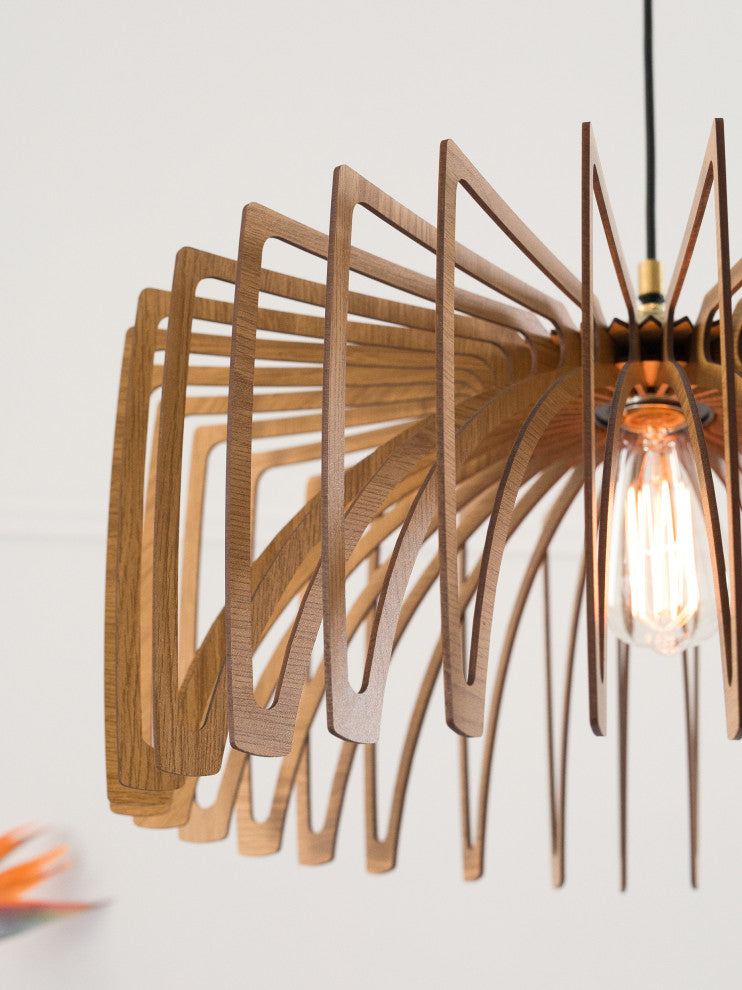Original Modern 1-Light Pendant 20" Diameter Smooth Wood finish