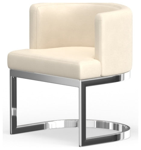 Wingback Dining chair, White, Chrome