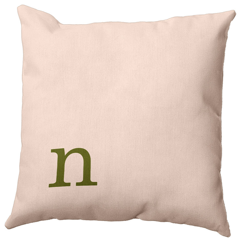 18"x18" Modern Monogram Decorative Throw Pillow, Olive