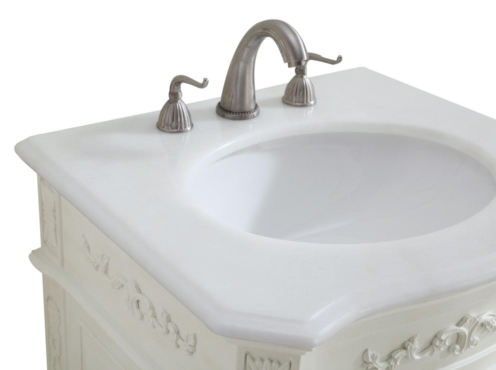 Bathroom Vanity, Antique White, 24", Single Sink