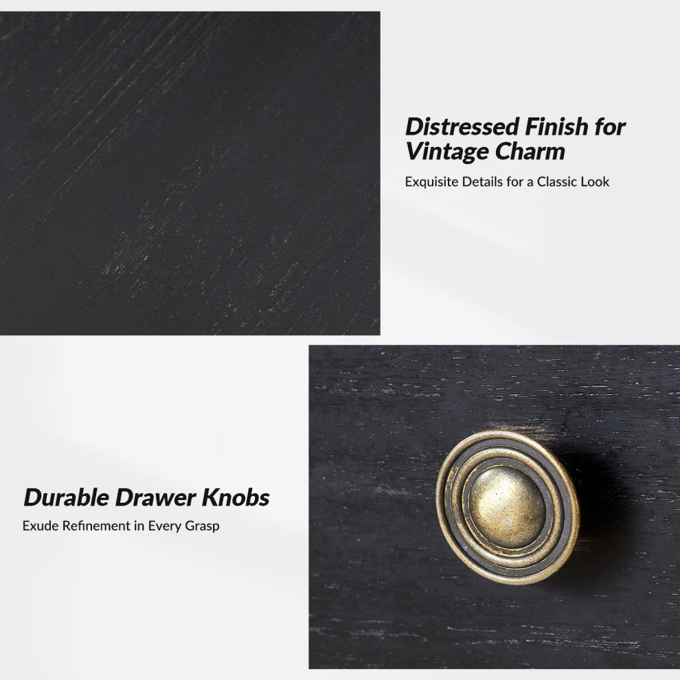 26"H Traditional/Farmhouse Style End Table, Charcoal