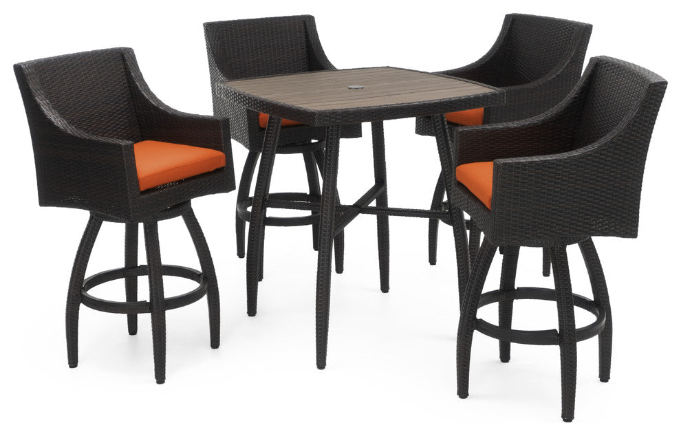 Deco 5 Piece Aluminum Outdoor Patio Bar Stool Set, Tikka Orange