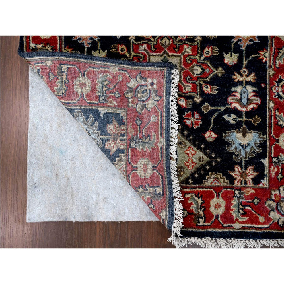 Pastel Black Hand Knotted Karjihooz Design Wool Runner Rug, 2'9"x11'10"
