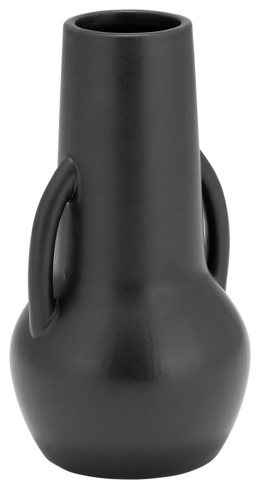 Ceramic 8", Vase, Handles, Black