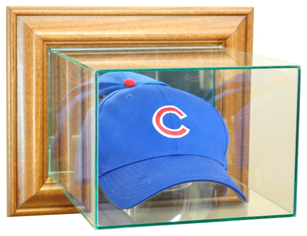 Wall Mounted Cap / Hat Display Case, Walnut