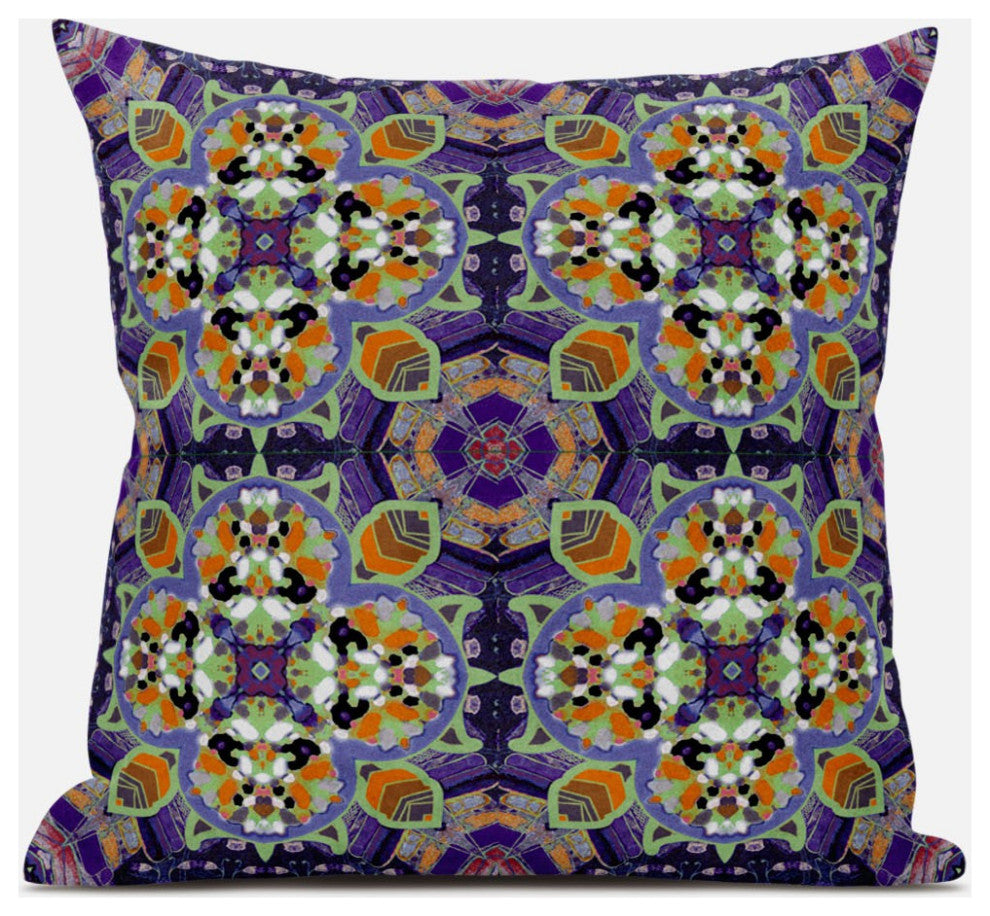 16" Purple Orange Cloverleaf Boho Suede Throw Pillow