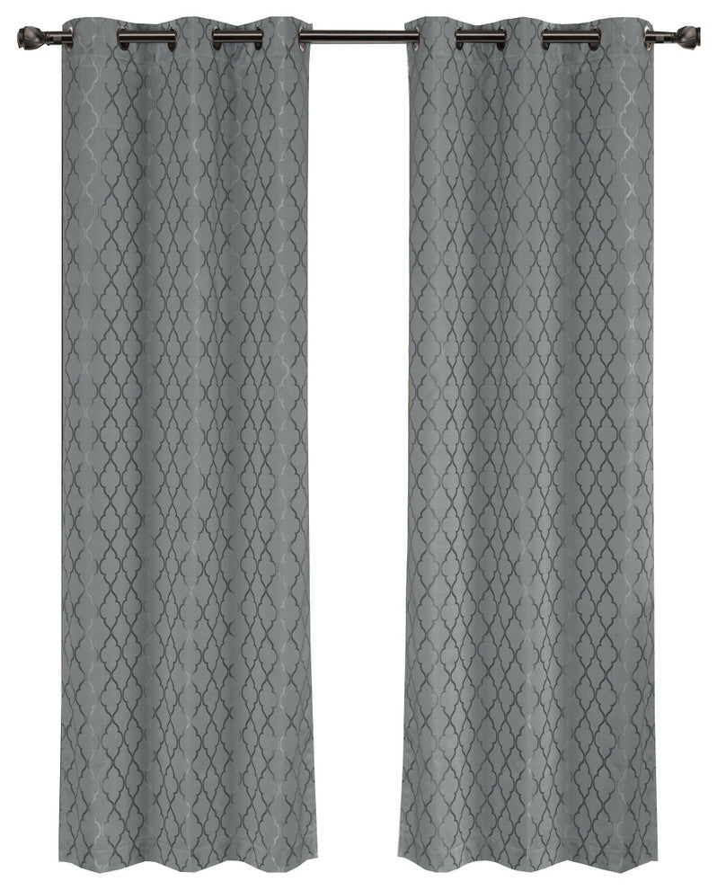 Willow Thermal Blackout Curtains, Set of 2, Gray, 84"x84"
