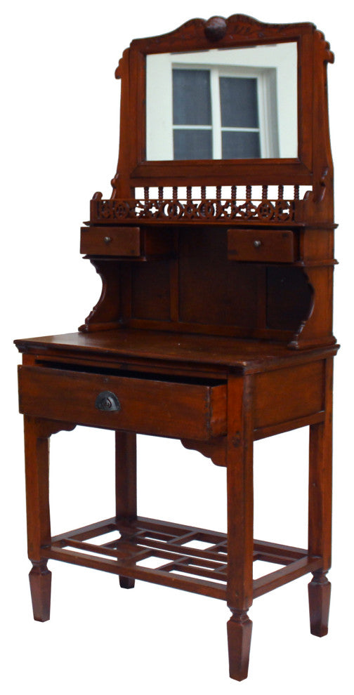 Chinese Oriental Vintage Wash Basin Make Up Vanity Table Chest Hcs5867