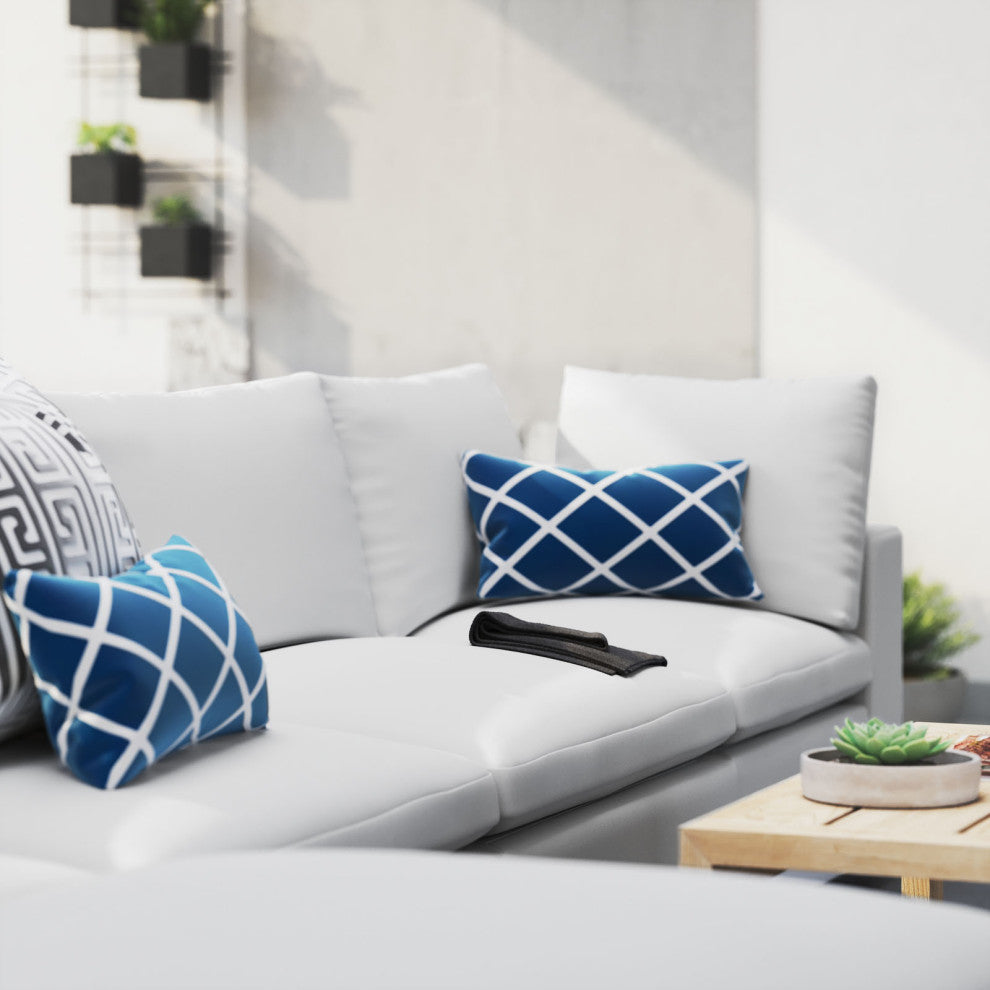 Modular Lounge Sectional Deep Sofa Chair Set, Sunbrella, White, Modern, Outdoor