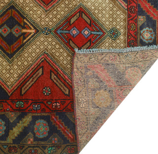 Fine Vintage Distressed Kamil Navy/Red Runner, 3'4x9'7