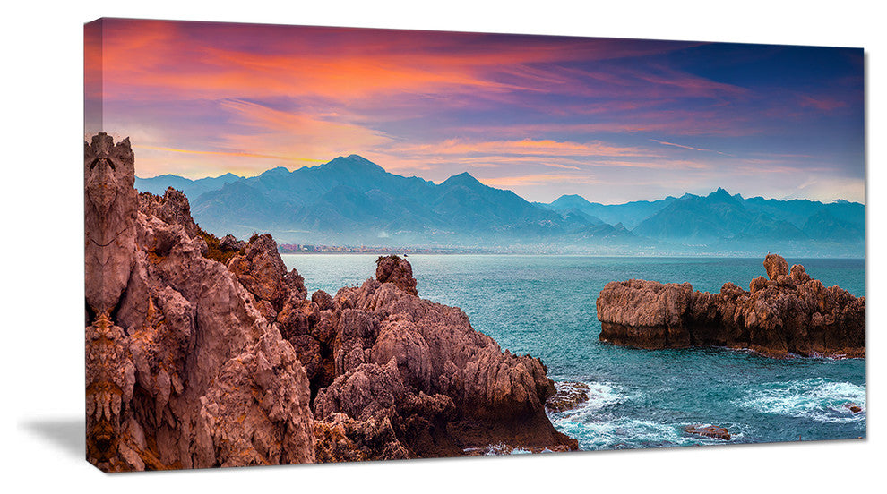 "Sunrise on Barbor Milazzo Panorama" Landscape Wall Art, 1 Panel, 60"x28"