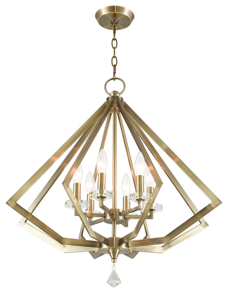 Diamond Chandelier, Antique Brass