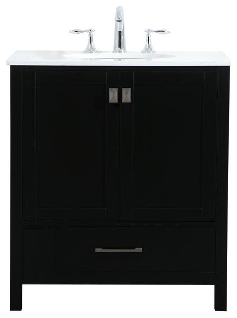 Isabel Single Bathroom Vanity, Black, 30", Without Backsplash