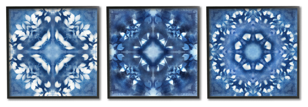 Abstract Kaleidoscope Blue Tie Dye Patterns Fractal Shapes,12 x 12