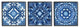 Abstract Kaleidoscope Blue Tie Dye Patterns Fractal Shapes,12 x 12