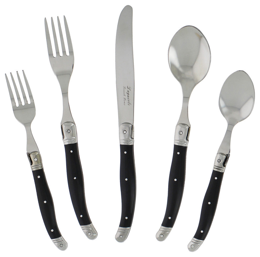20 Piece Laguiole Flatware Set, Black Onyx