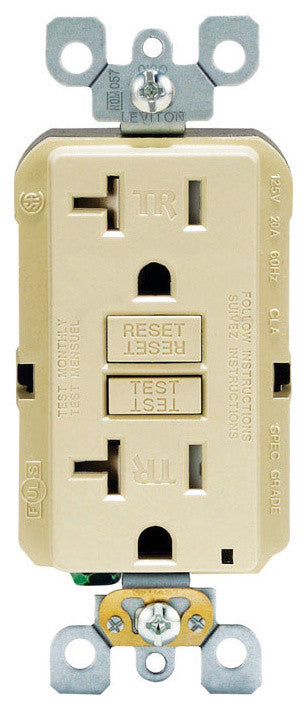 Leviton Self Test GFCI Receptacle, Ivory, 20 Amp