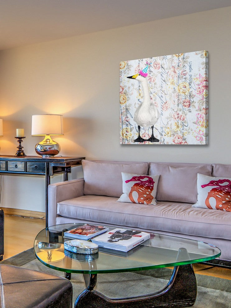 Marmont Hill, "Party Duck" by Morgan Jones Painting on Wrapped Canvas, 32x32