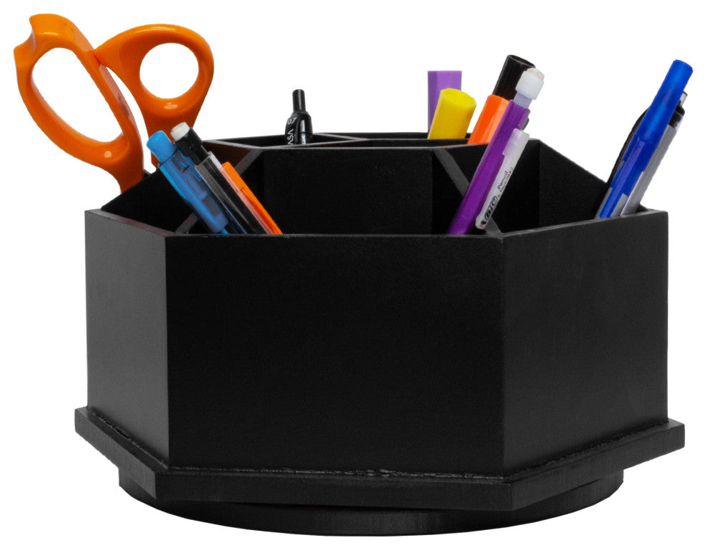 American Art Decor Swiveling Stationery Organizer, Black