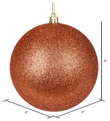 Vickerman 4" Coral Glitter Ball Ornament, 6 per Bag