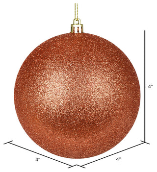 Vickerman 4" Coral Glitter Ball Ornament, 6 per Bag