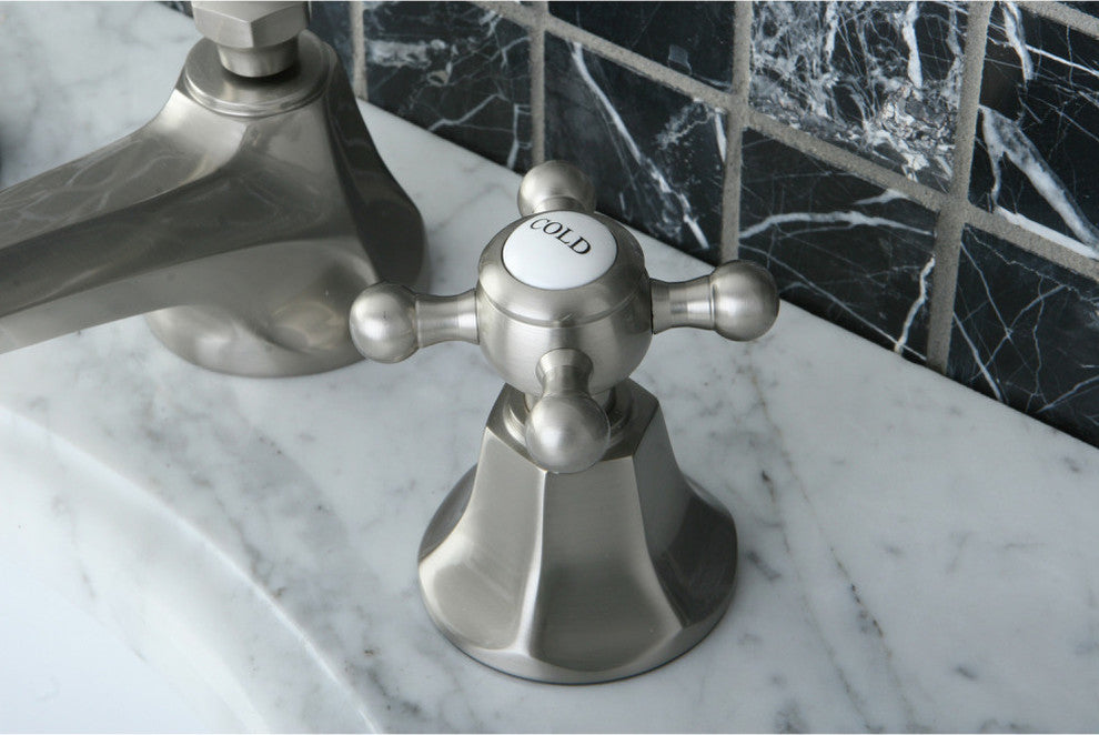 Kingston Brass Widespread Bathroom Faucet With Brass Pop-Up, Brushed Nickel