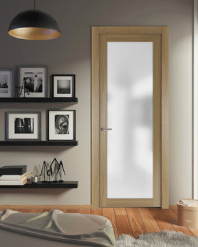 Modern Solid French Door Frosted Glass 30x80 | Planum 2102 Honey Ash