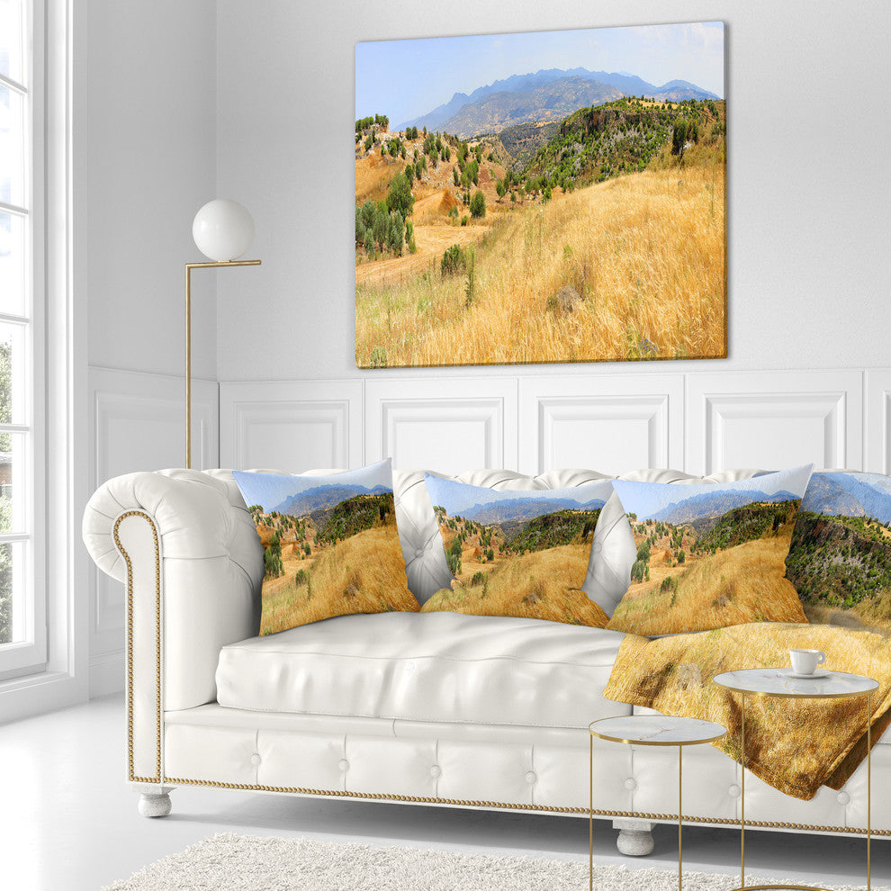 Cyprus Landscape Panoramic View Landscape Printed Throw Pillow, 18"x18"
