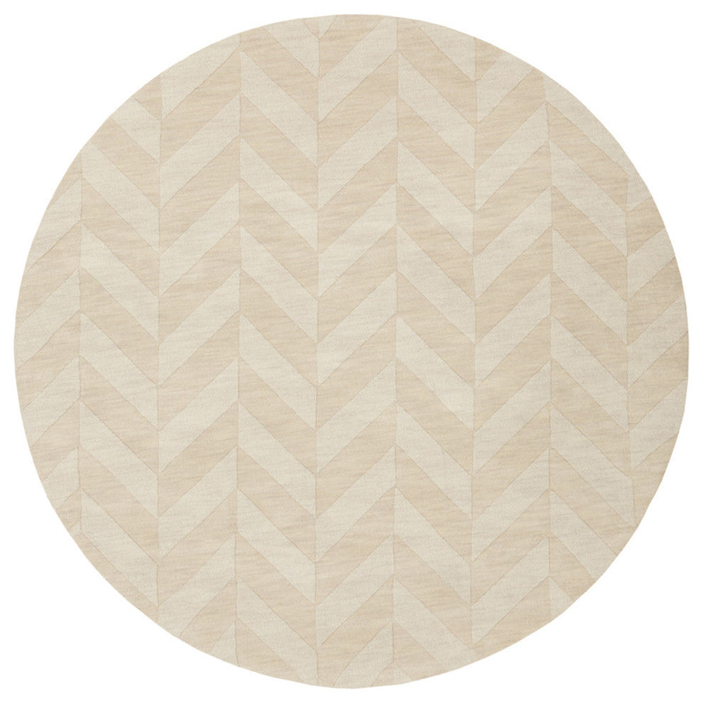 Surya Central Park AWHP-4025 Solid & Border Area Rug, Khaki, 6' Round