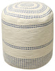 Blue Machine Woven Euclid Pouf, 18" Cube
