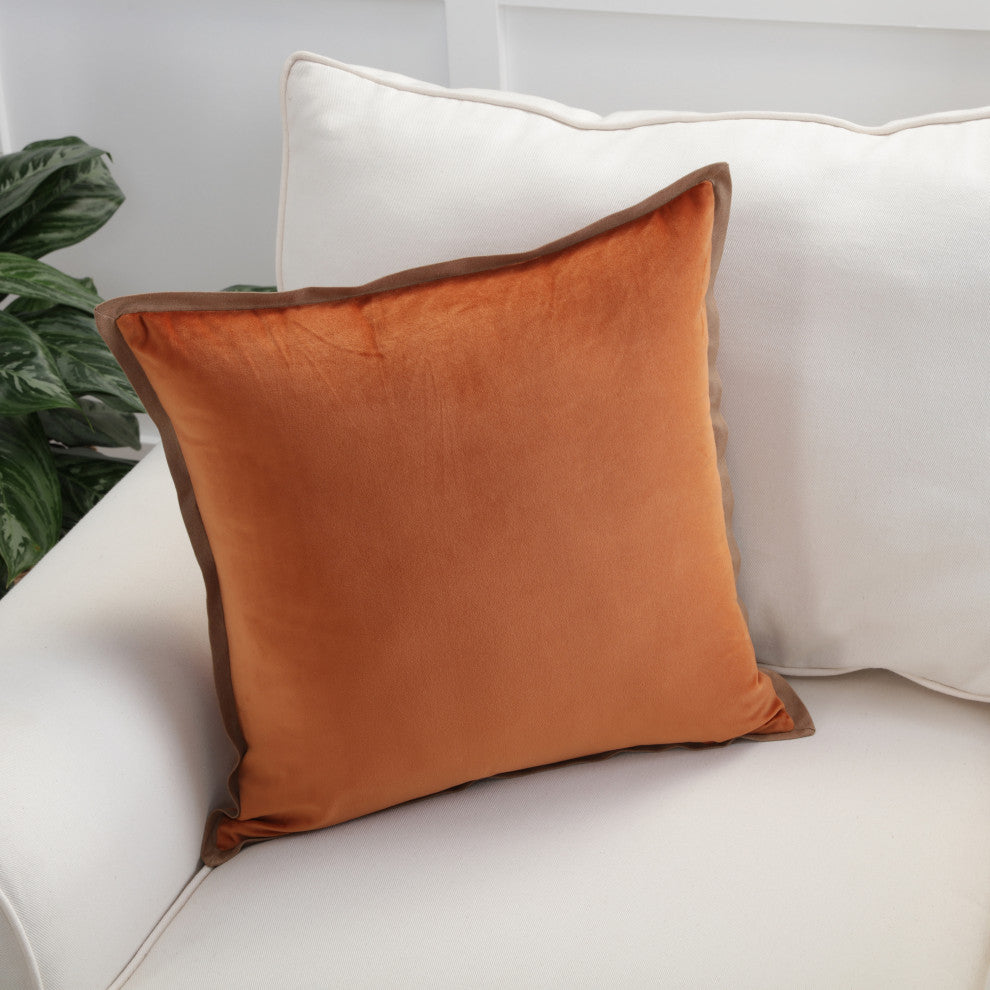 Velvet Flange Cinnamon Orange Throw Pillow, 18"