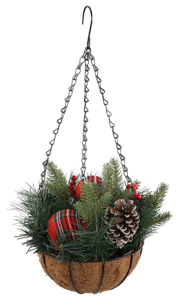 13" Christmas Hanging Basket