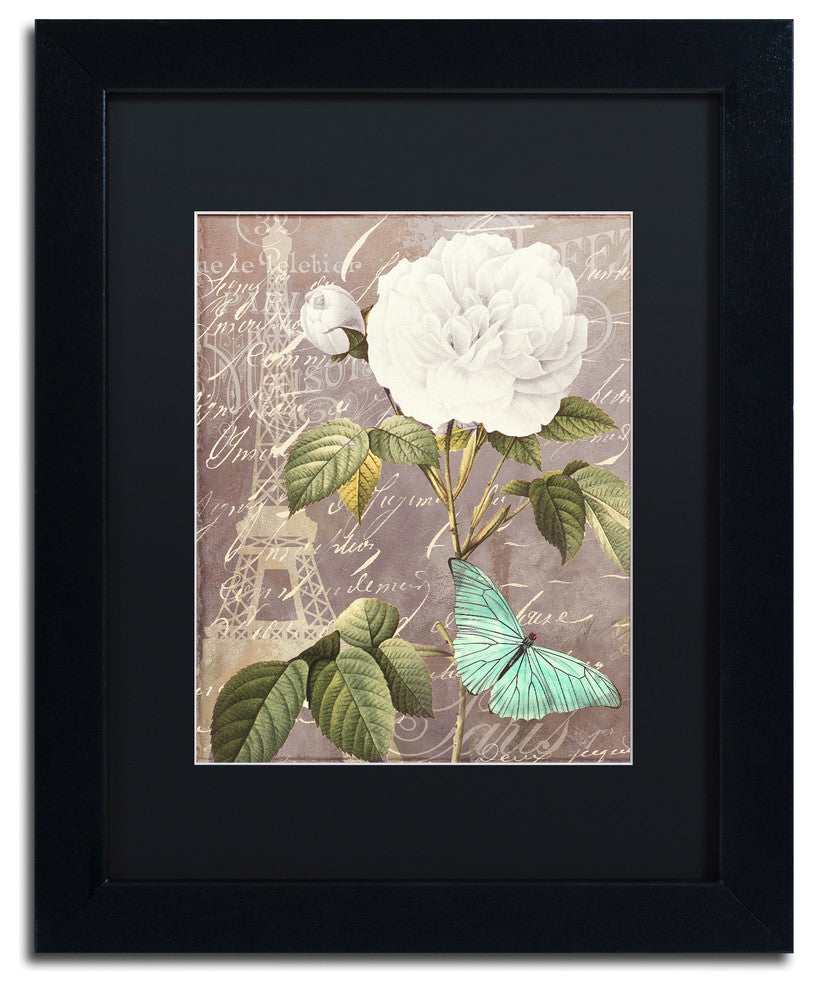 Color Bakery 'White Rose' Matted Framed Art, Black Frame, Black Mat, 11x14