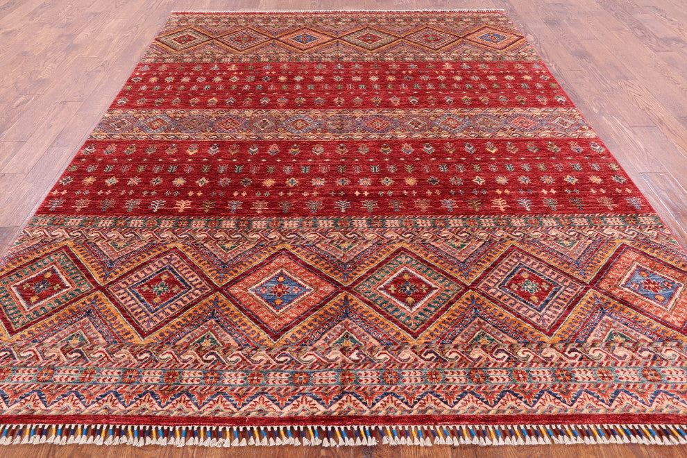 8' 2" X 10' 2" Khorjin Super Kazak Handmade Wool Rug Q5867