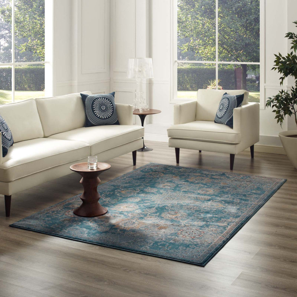 Cynara Distressed Floral Persian<br>Medallion 8x10 Area Rug