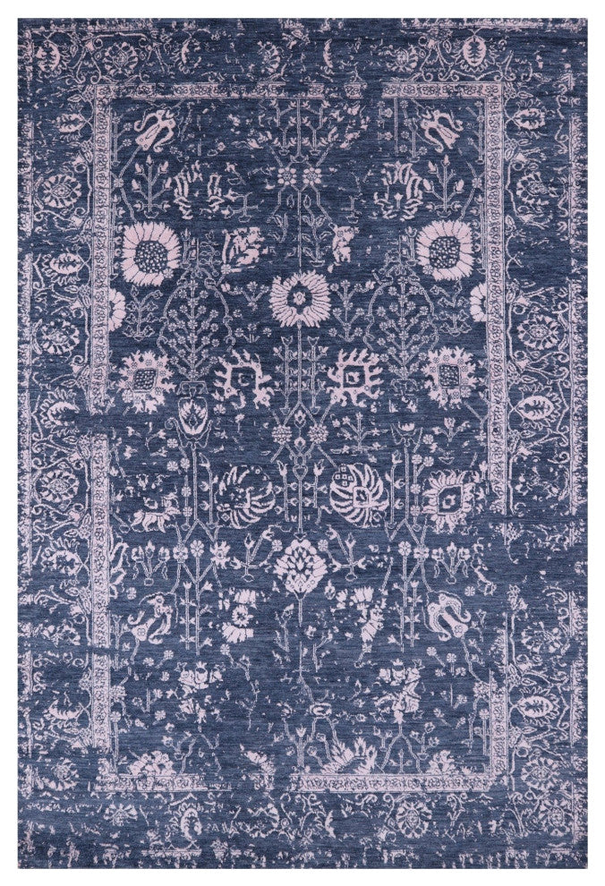 6' 2" X 9' 3" Persian Wool and Silk Hand-Knotted Rug Q6280