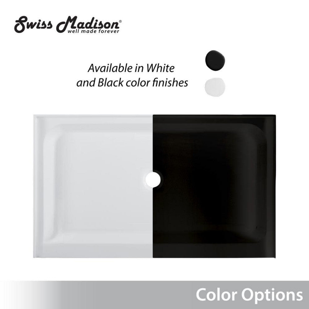 Swiss Madison SM-SB525 Voltaire 60" x 34" Rectangular Shower Base - Glossy