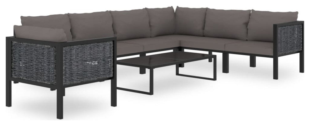 vidaXL Sectional Corner Sofa With Left Armrest Poly Rattan Anthracite