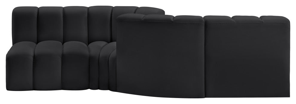 Arc Vegan Leather Upholstered 4-Pc. Facing Modular Sectional, Black