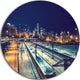 Welcome In Chicago Highway Traffic, Cityscape Round Metal Wall Art, 23"