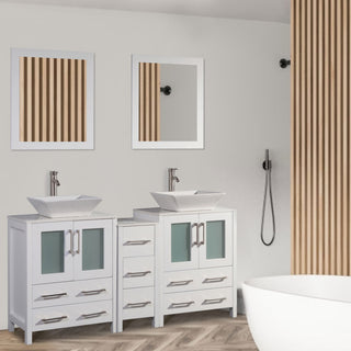 Vanity Art Bathroom Vanity Set With Sink, White, 60", Standard Mirror