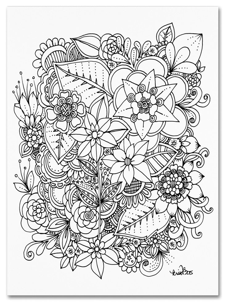 KCDoodleArt 'Flowers 2' Canvas Art, 24"x32"