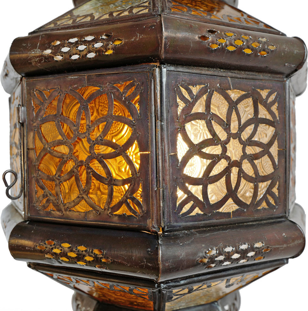 Moroccan Amber and Clear Tin Lantern