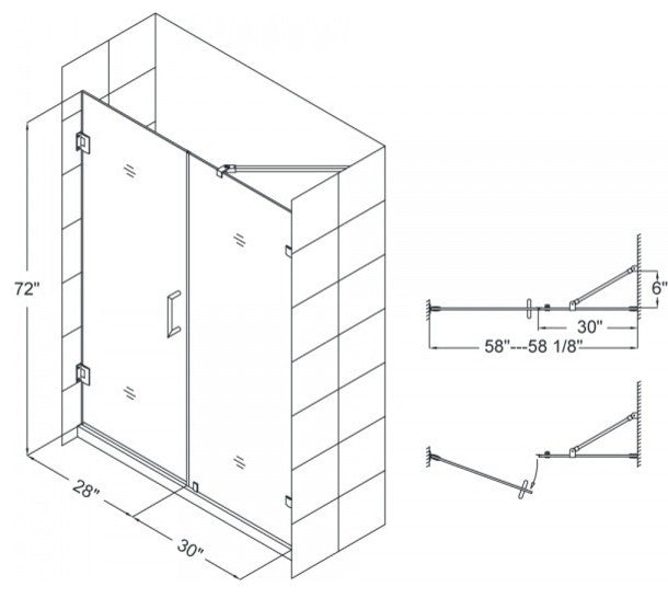 Dreamline Unidoor Lux 58" Frameless Hinged Shower Door