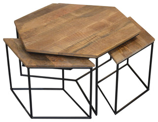 Rose 4-Piece Occasional Table Set in Modern Natural Finish on Solid Wood