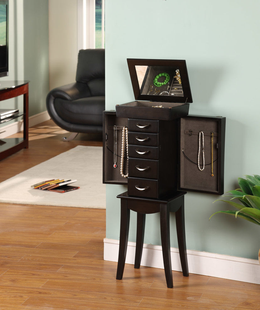 Eiffel Tower 5-Drawer Jewelry Armoire, Black