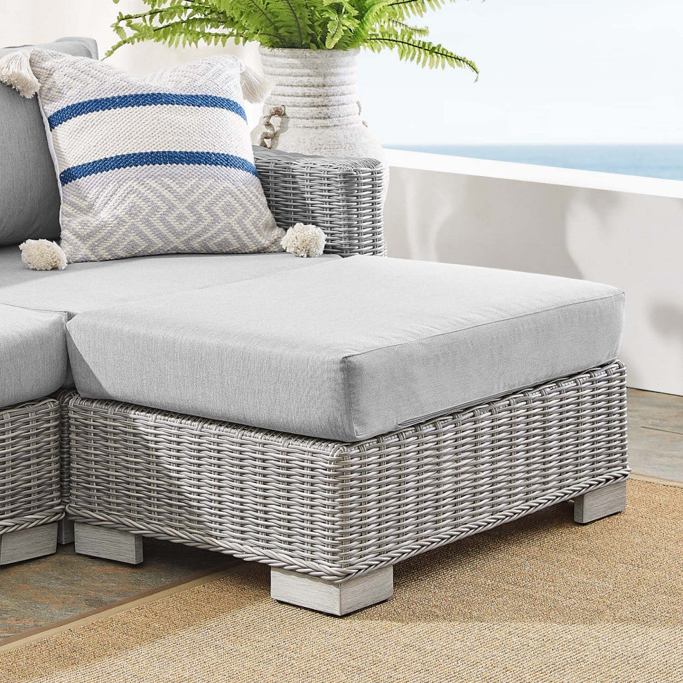 Lounge Sectional Sofa Set, Rattan, Wicker, Gray, Modern, Outdoor Patio Cafe