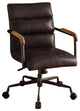 Benzara BM163561 Metal and Leather Executive Office Chair, Antique Brown