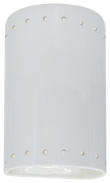 Ambiance Small Cylinder With Perfs Wall Sconce, Open, Gloss White, LED